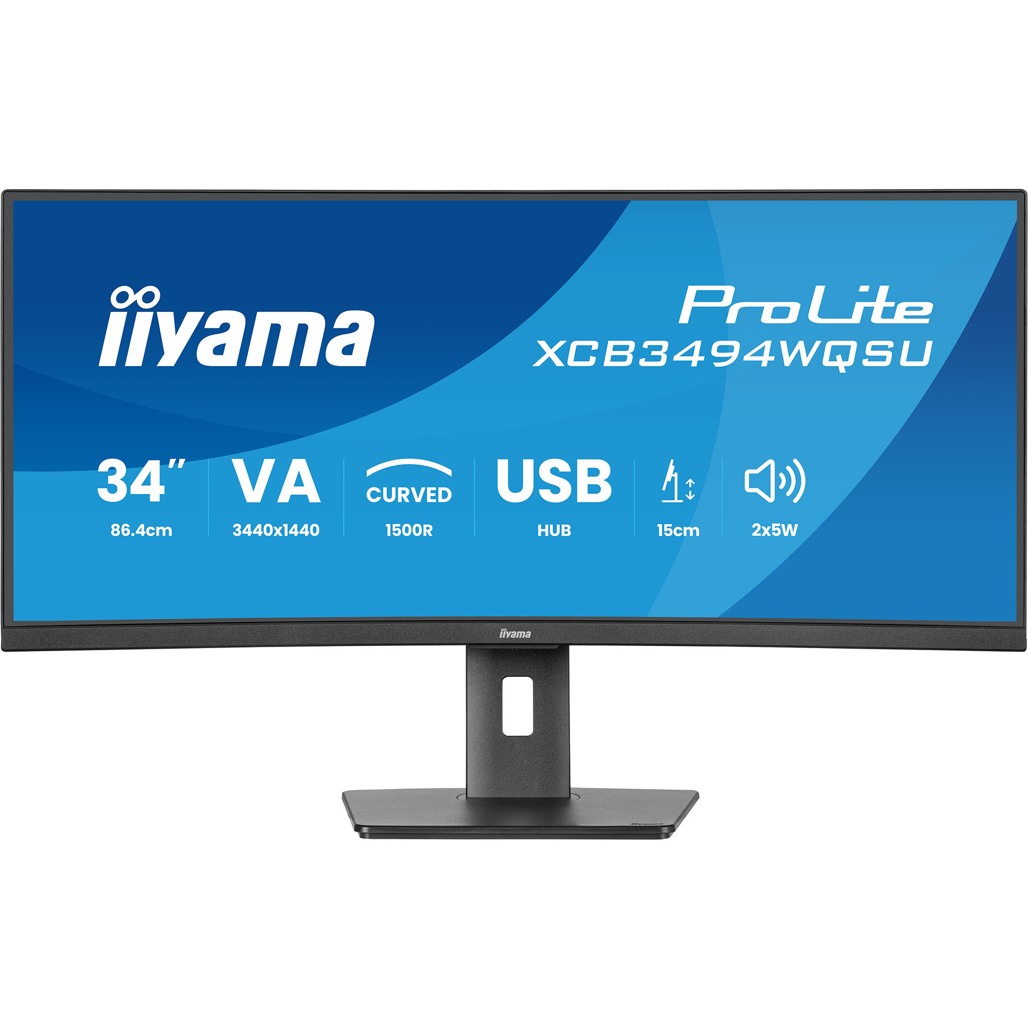 iiyama ProLite XCB3494WQSU-B1, LED-Monitor 86.7 cm (34 Zoll), schwarz (matt), WQHD, VA, Curved, AMD-FreeSync-Premium, 120Hz Panel