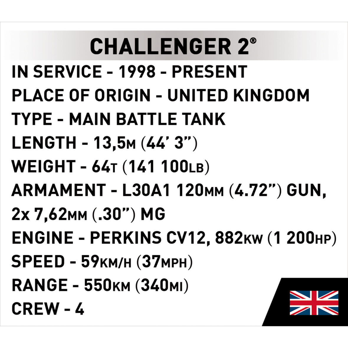 COBI Challenger 2, Konstruktionsspielzeug Maßstab 1:35