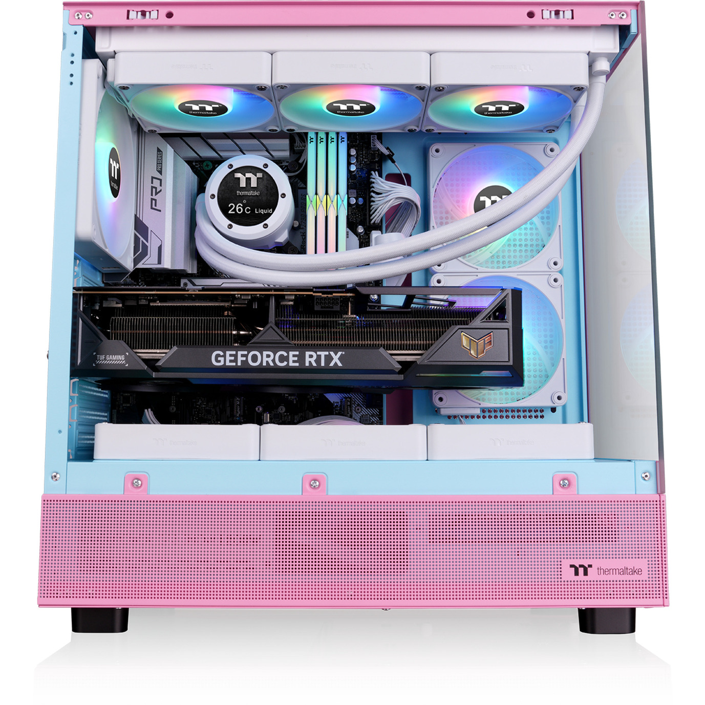 Thermaltake View 270 Plus TG ARGB , Tower-Gehäuse rosa, Tempered Glass x 2