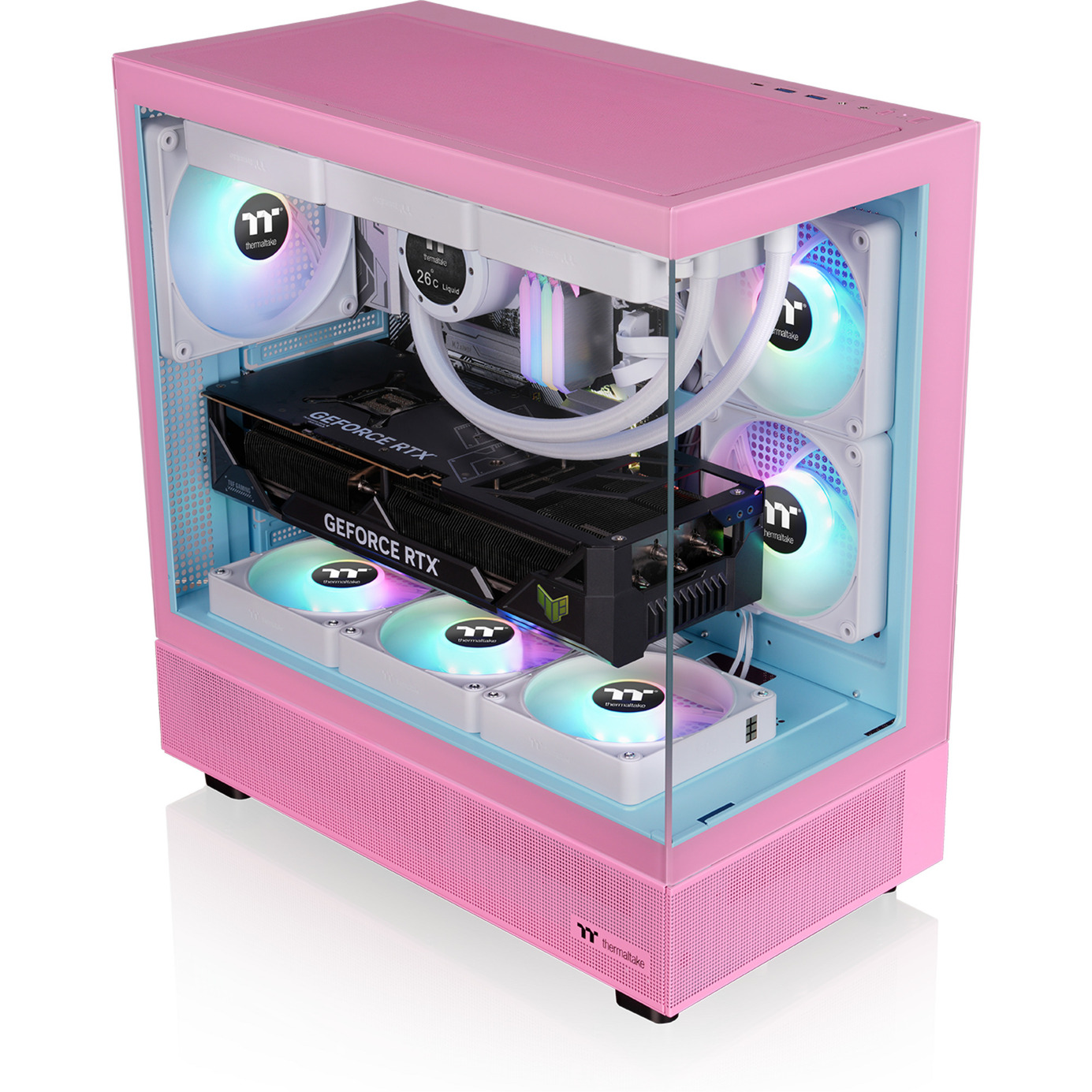 Thermaltake View 270 Plus TG ARGB , Tower-Gehäuse rosa, Tempered Glass x 2