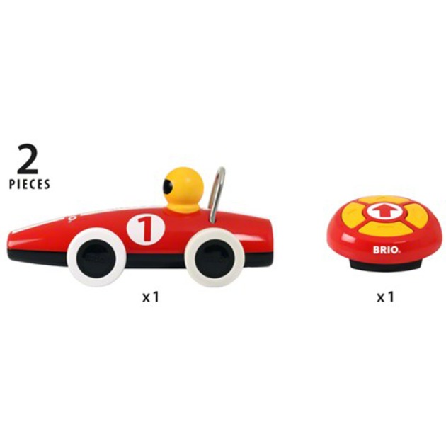 BRIO RC Rennwagen mit Fernsteuerung , Spielfahrzeug rot/weiß