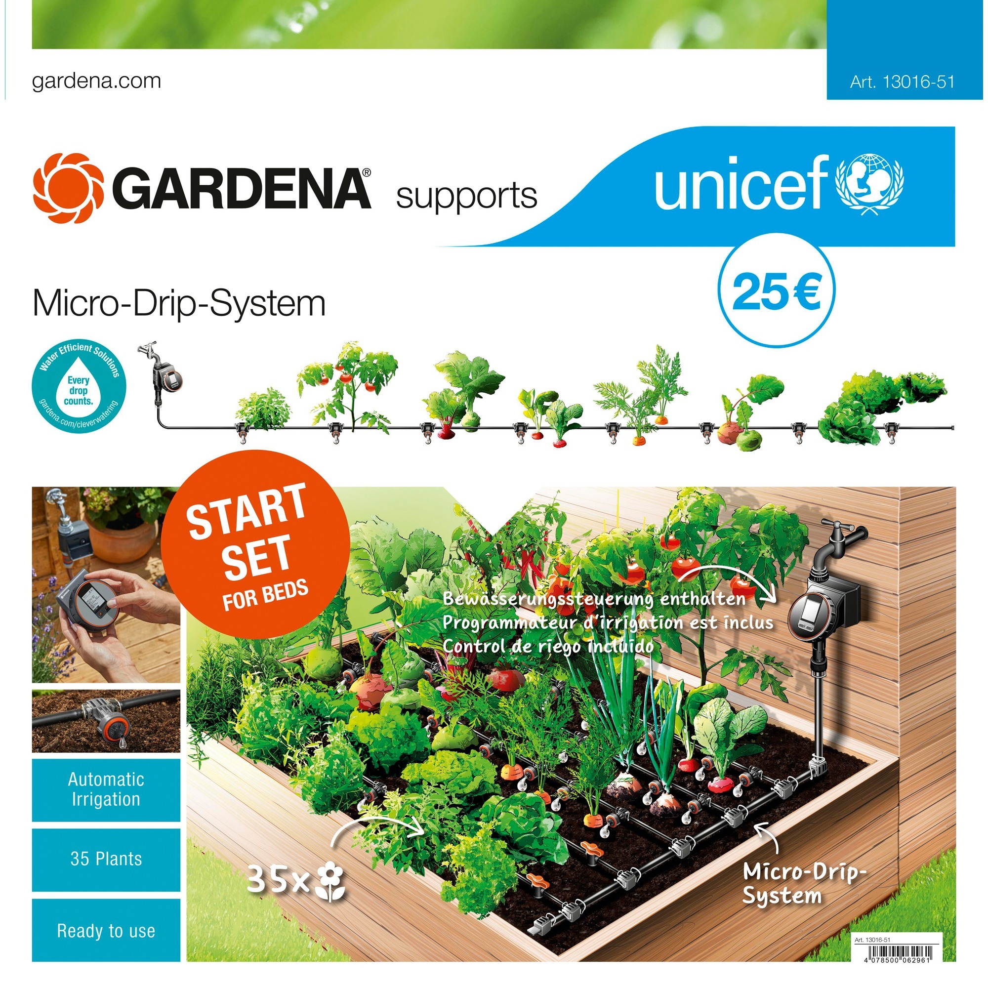Image of Alternate - Micro-Drip-System Tropfbewässerungsset Beet automatic, UNICEF Promo, Bewässerungsautomat online einkaufen bei Alternate