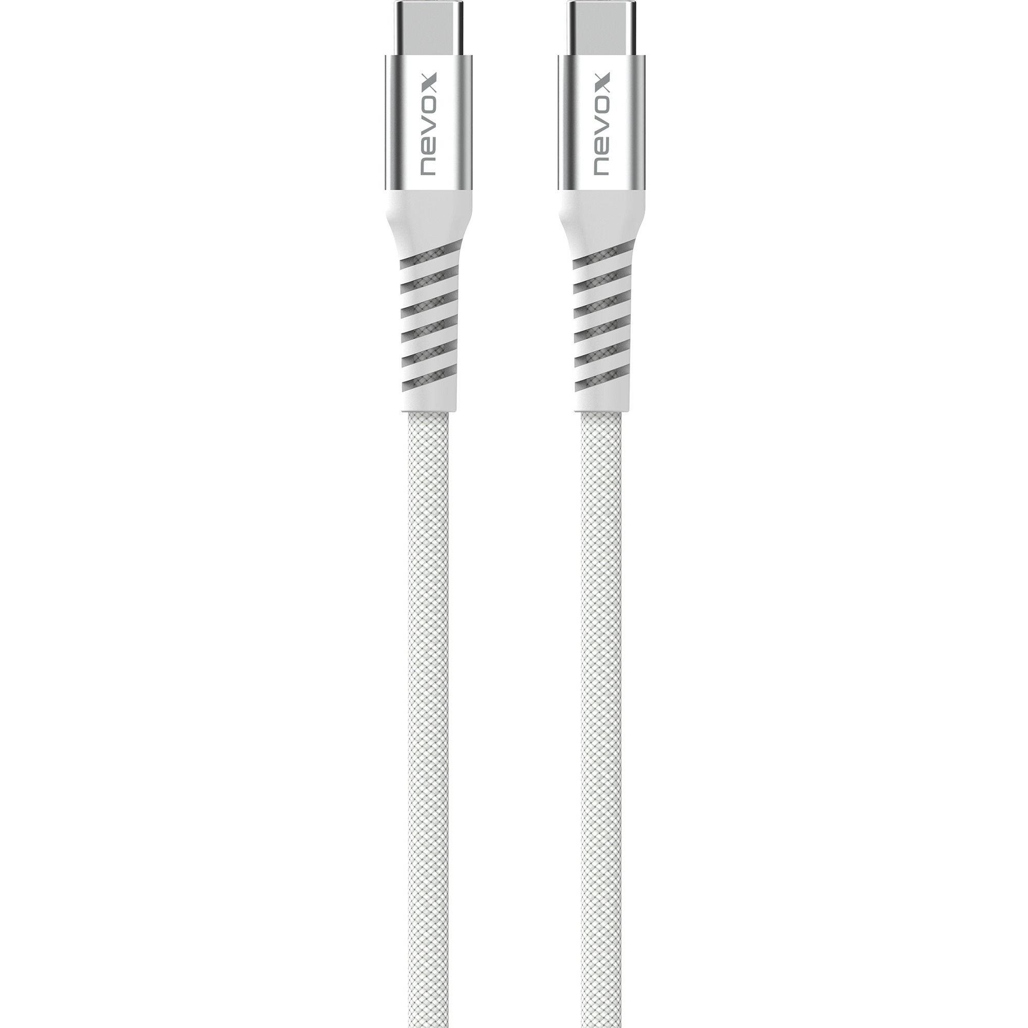 Nevox USB 2.0 Kabel, USB-C Stecker > USB-C Stecker 48V / 5A weiß, 1 Meter, PD 3.1, Laden mit bis zu 240 Watt, magnetisch aufrollbar