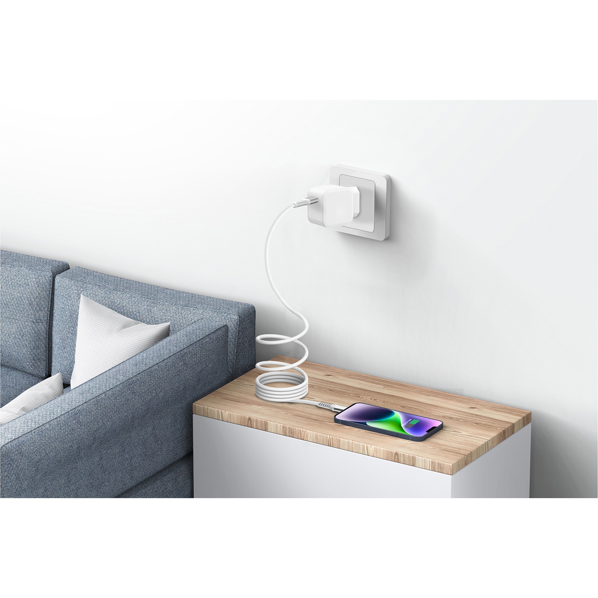 Nevox USB 2.0 Kabel, USB-C Stecker > USB-C Stecker 48V / 5A weiß, 1 Meter, PD 3.1, Laden mit bis zu 240 Watt, magnetisch aufrollbar