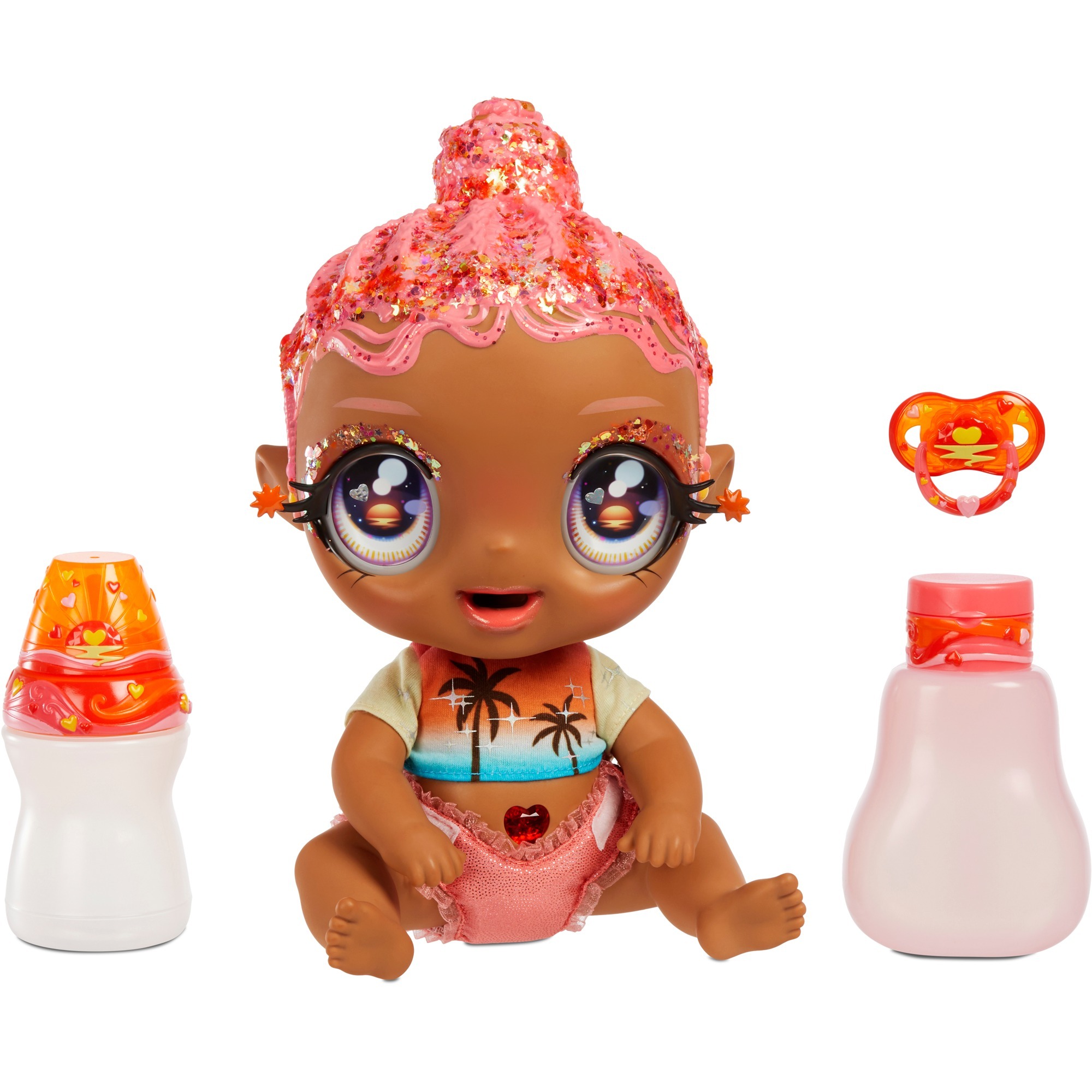 Image of Alternate - Glitter Babyz Doll - Coral Pink (Palm Trees), Puppe online einkaufen bei Alternate