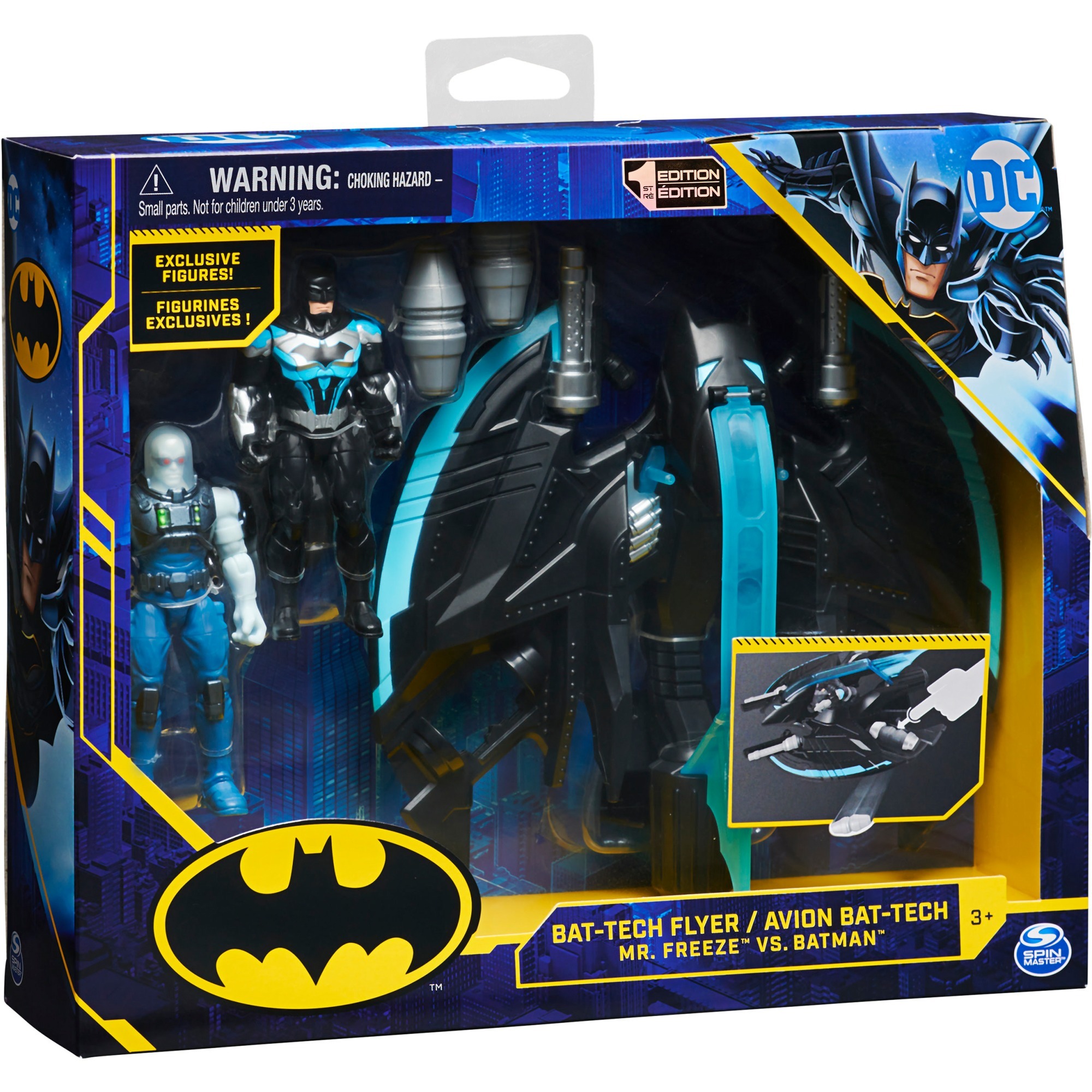 Image of Alternate - Batman Bat-Tech Flyer mit 2x 10cm Actionfiguren von Batman und Mr. Freeze, inkl. abwerfbarer Granaten, Spielfigur online einkaufen bei Alternate