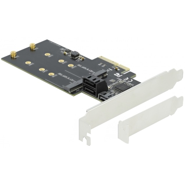 Image of Alternate - 3 Port SATA + M.2 Key B PCIe x4 Low Profile, Schnittstellenkarte online einkaufen bei Alternate