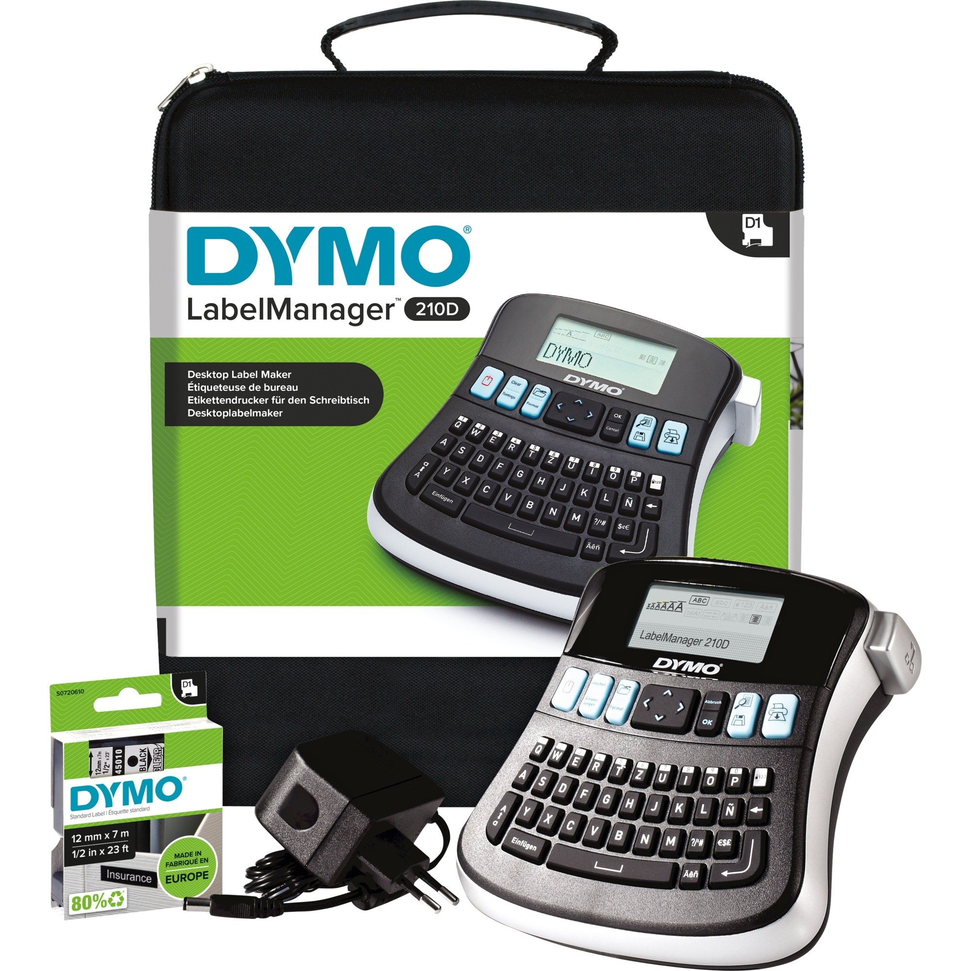 LabelManager 210D+ im Koffer, Beschriftungsgerät