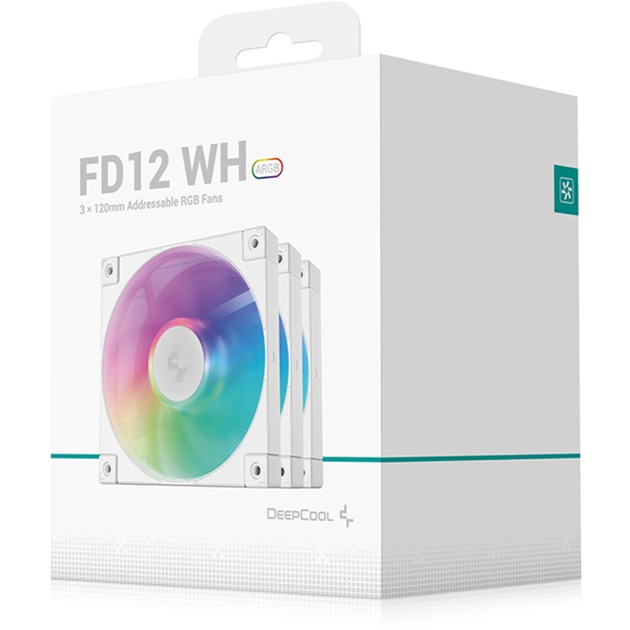 DeepCool FD12 ARGB WH 120x120x25, Gehäuselüfter weiß, 3er Pack, 120 mm