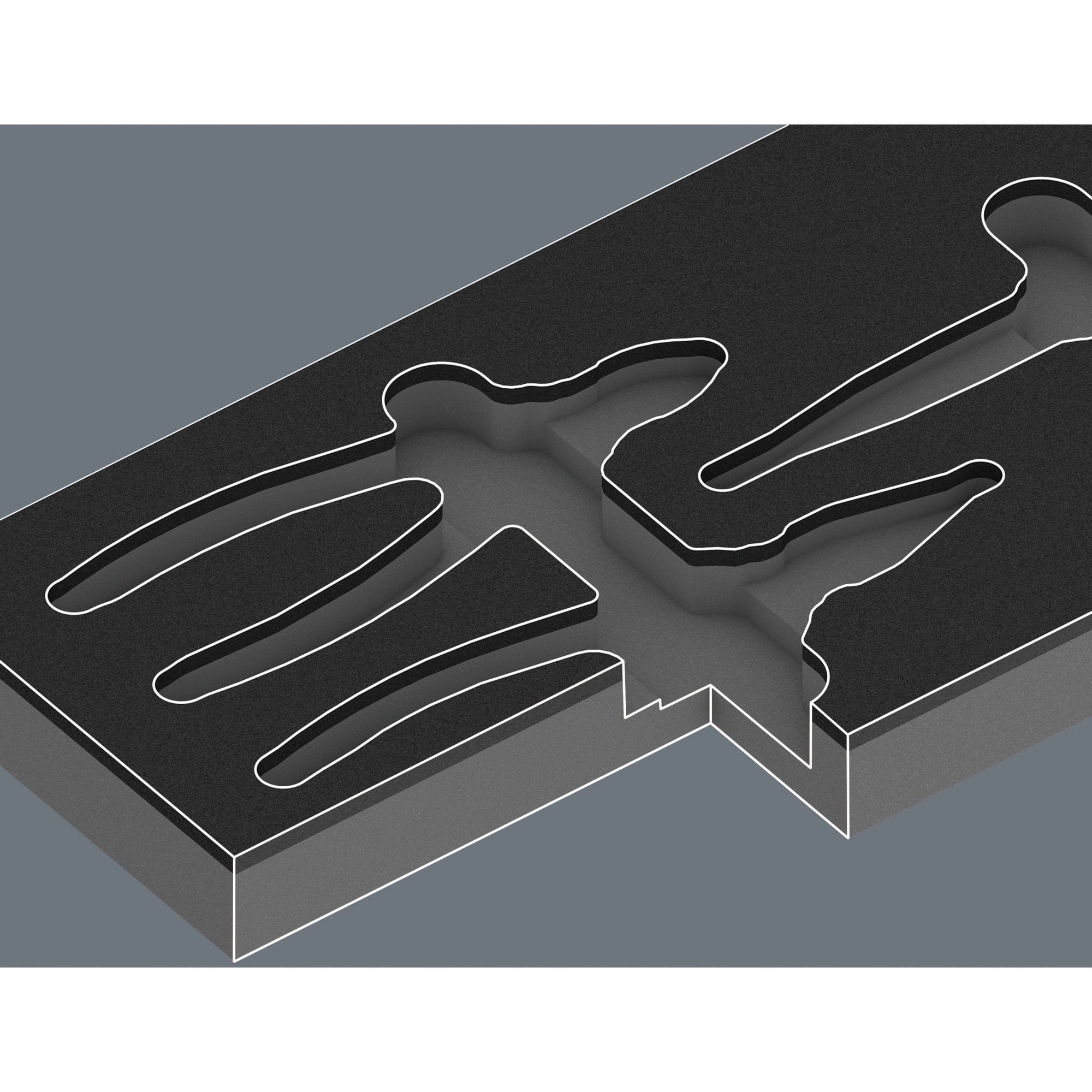 Wera 9884 Schaumstoffeinlage für KNIPEX Zangen Set VDE 1, leer schwarz/grau, für Tool Rebel Werkstattwagen