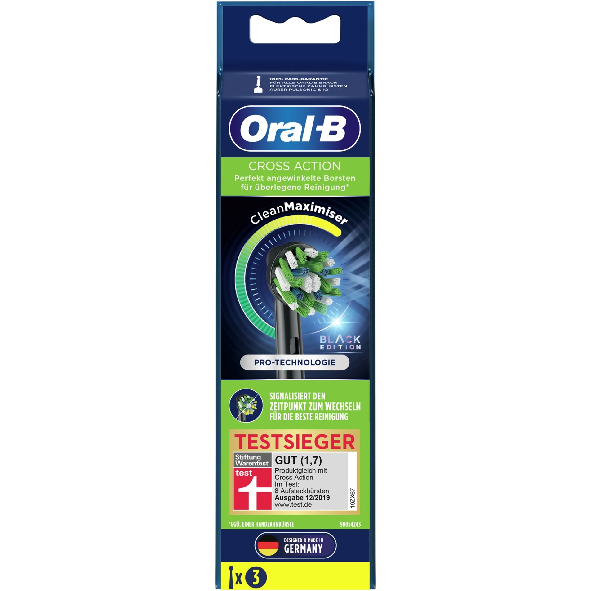 Image of Alternate - Oral-B CrossAction CleanMaximiser Black Edition 3er, Aufsteckbürste online einkaufen bei Alternate