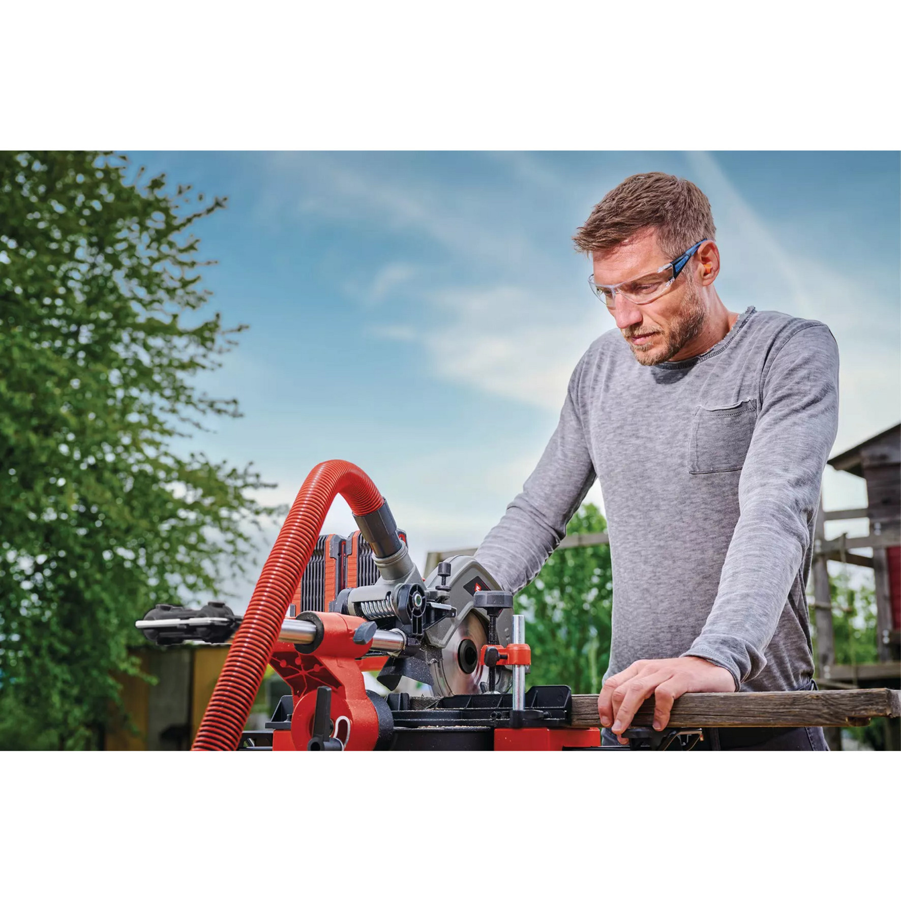 EINHELL Akku-Zug-Kapp-und Gehrungssäge TE-SM 36/8 L Li-Solo, 36Volt (2x18V) rot, ohne Akku und Ladegerät