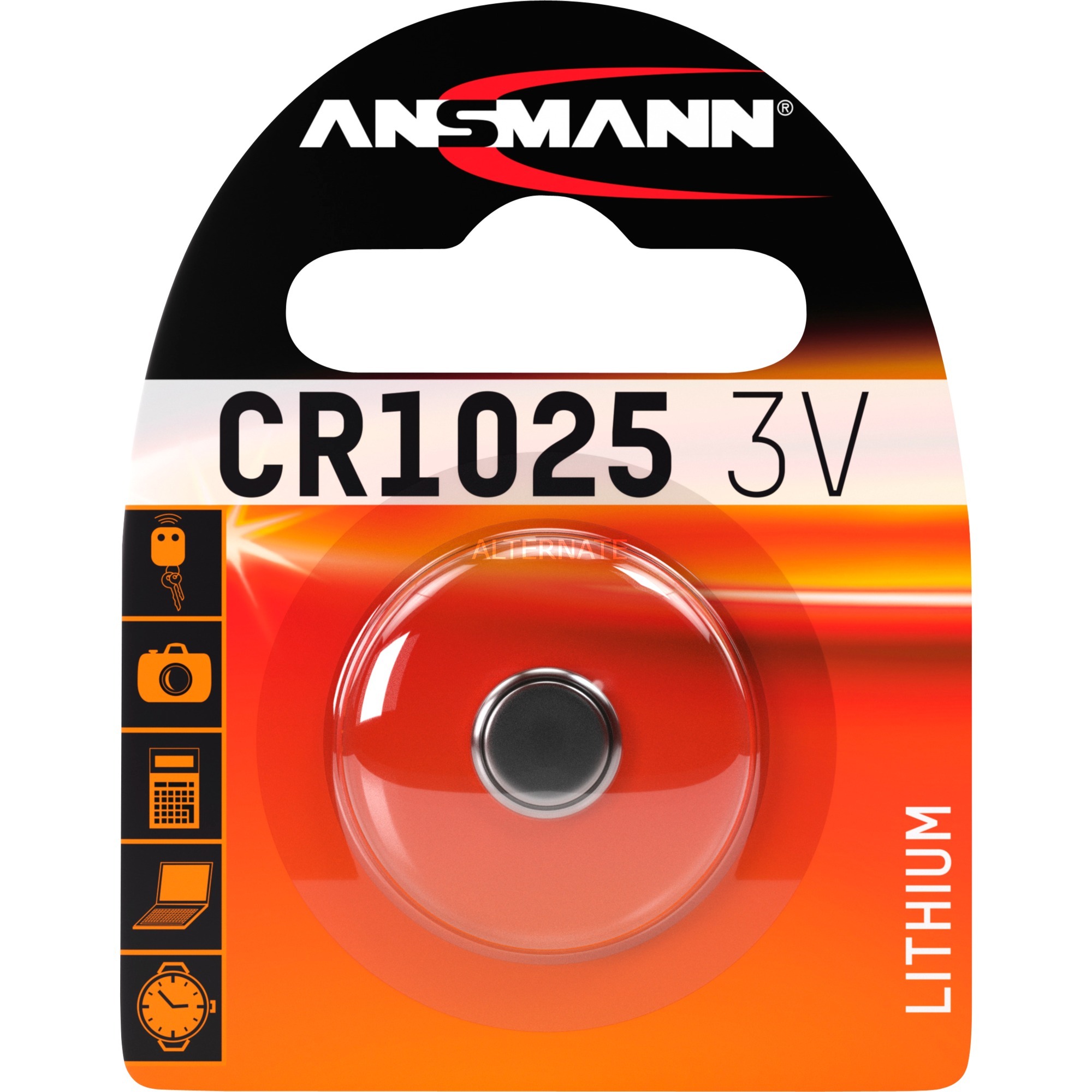 Image of Alternate - Lithium Knopfzelle CR1025, Batterie online einkaufen bei Alternate