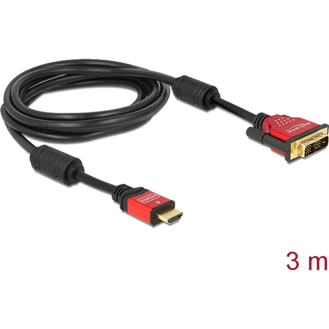 DeLOCK Adapterkabel High Speed HDMI A (Stecker) > DVI (Stecker) schwarz, 3 Meter