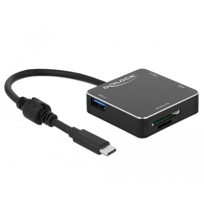 Image of Alternate - 3 Port USB 3.1 Gen 1 Hub mit USB Type-C, SD + Micro SD Slot, USB-Hub online einkaufen bei Alternate